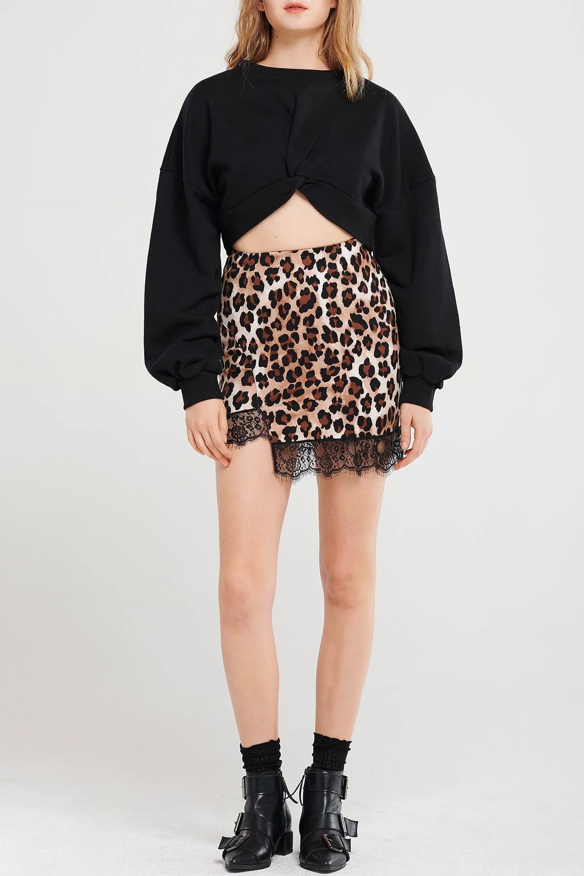 Hanna Leopard Lace Skirt