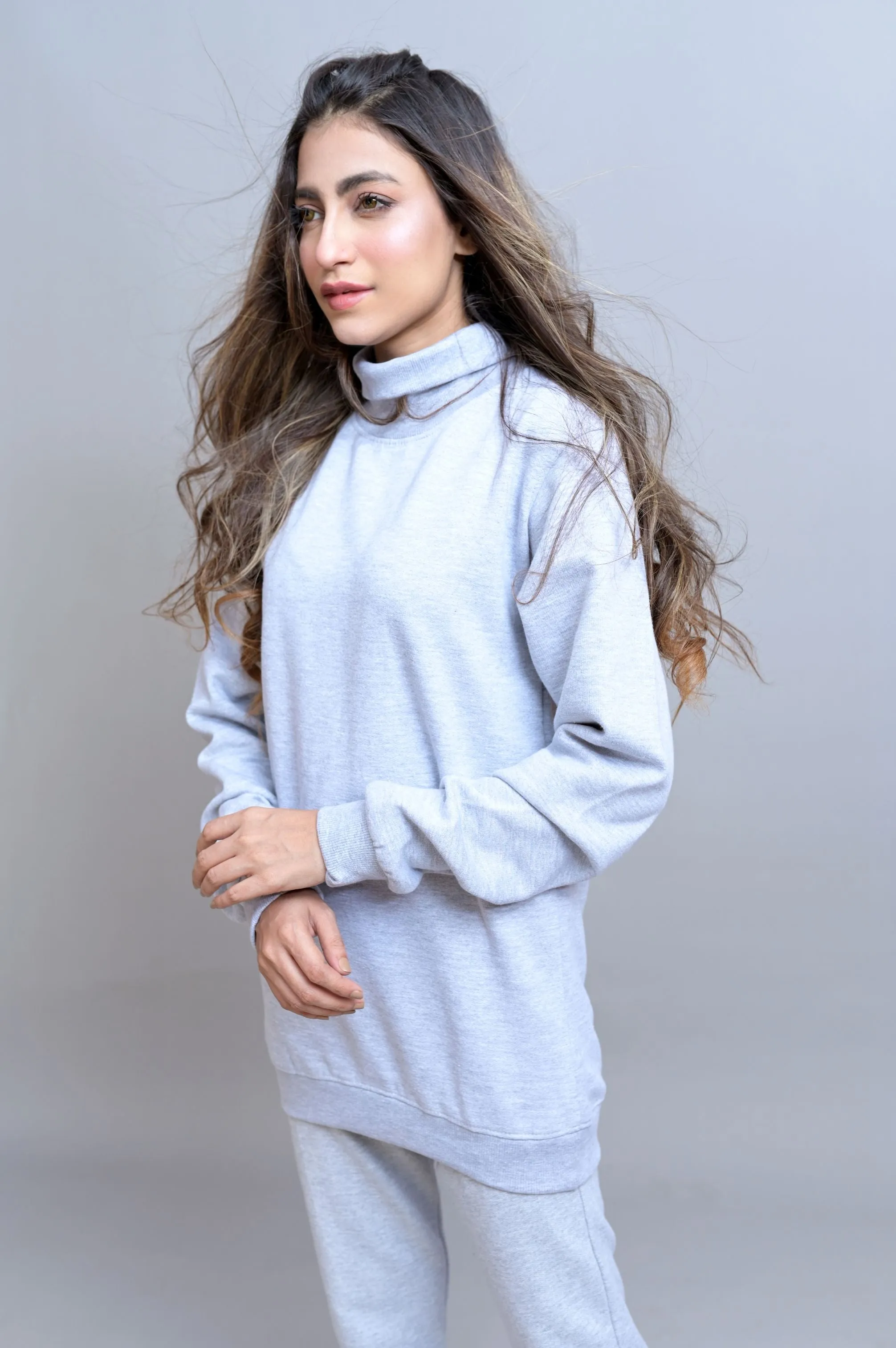 Heather Gray Basic Mock Neck