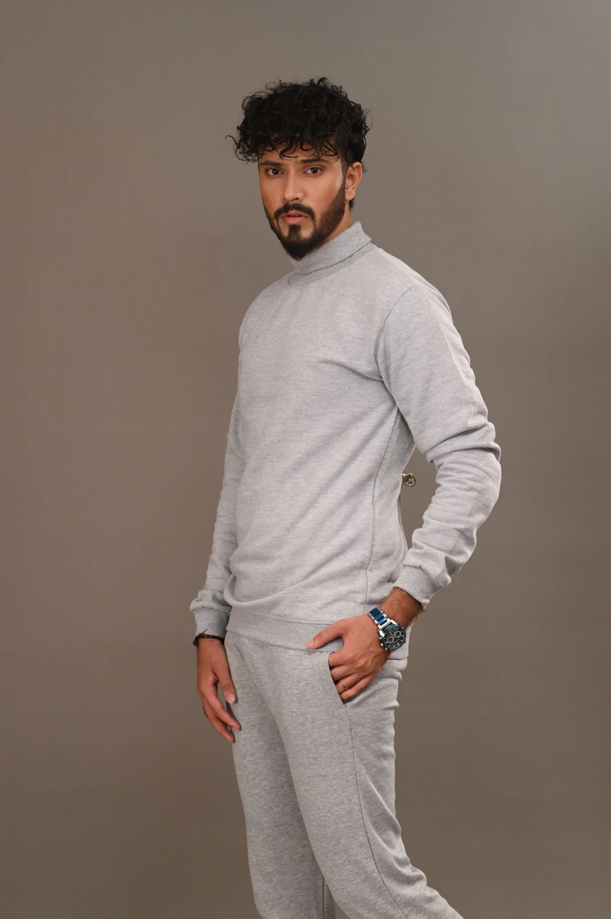 Heather Gray Basic Mock Neck