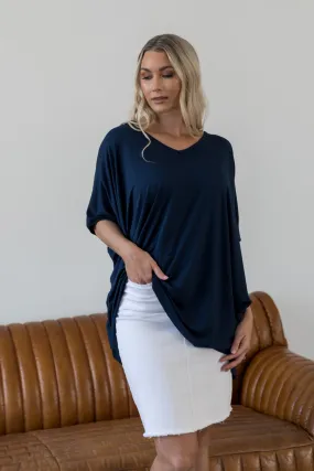 Hi Low Miracle Top in Navy