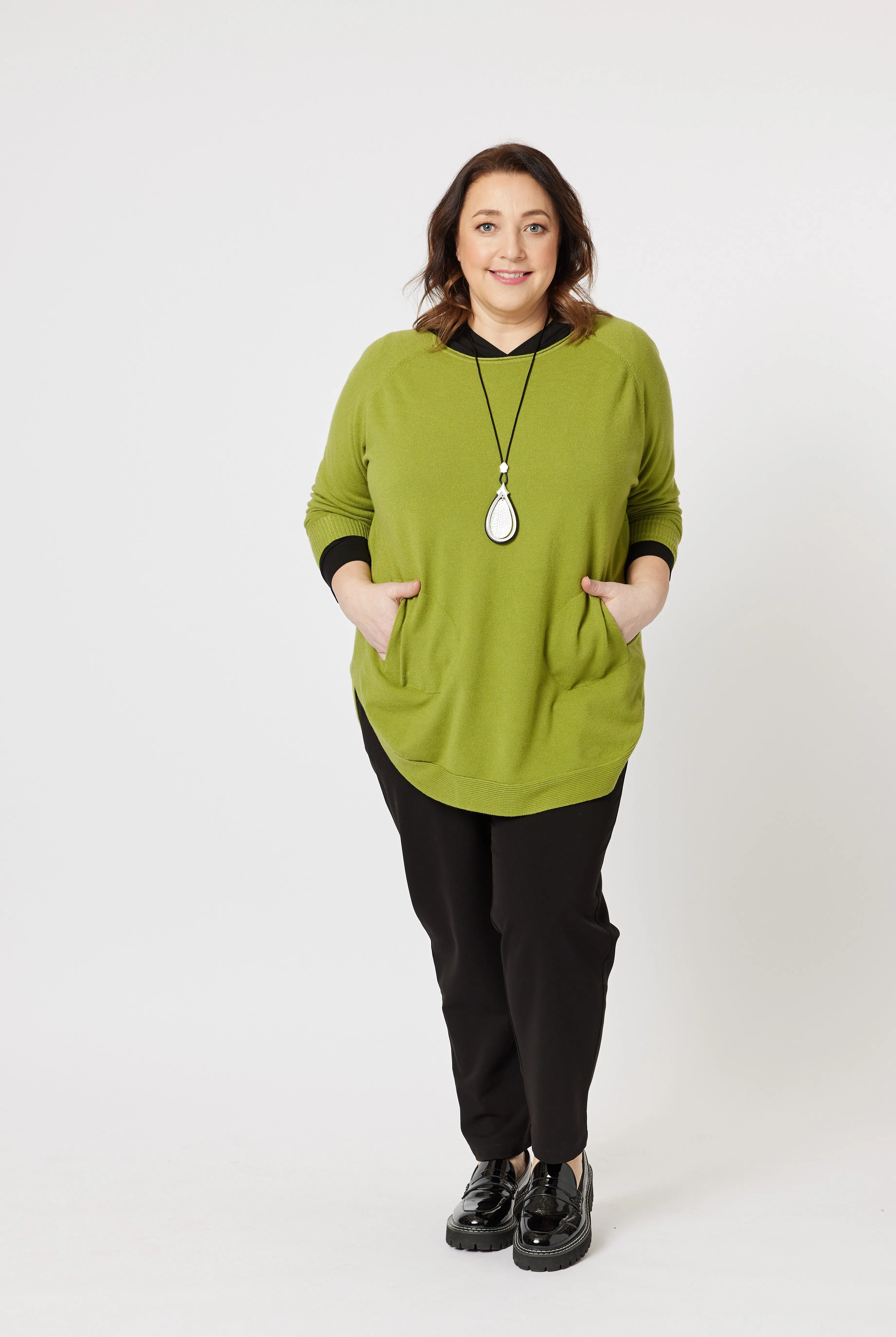 HV Pia Button Chartreuse Back Knit