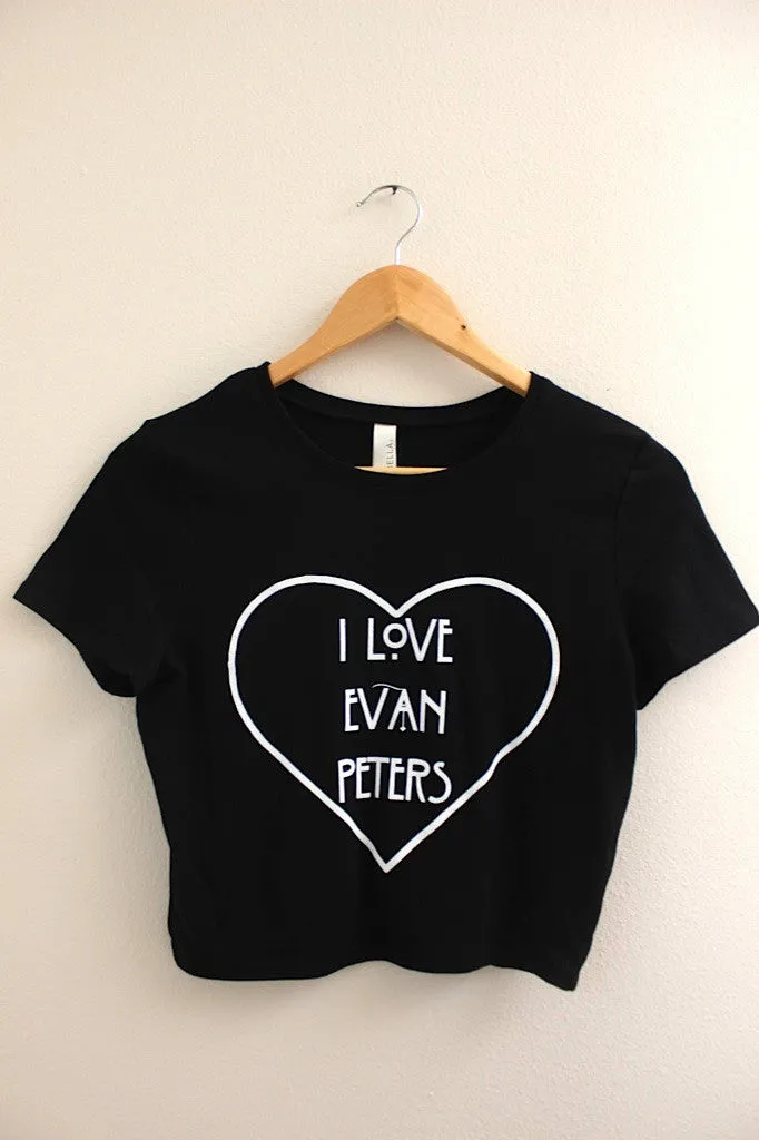 I Love Evan Peters Black Graphic Crop Top