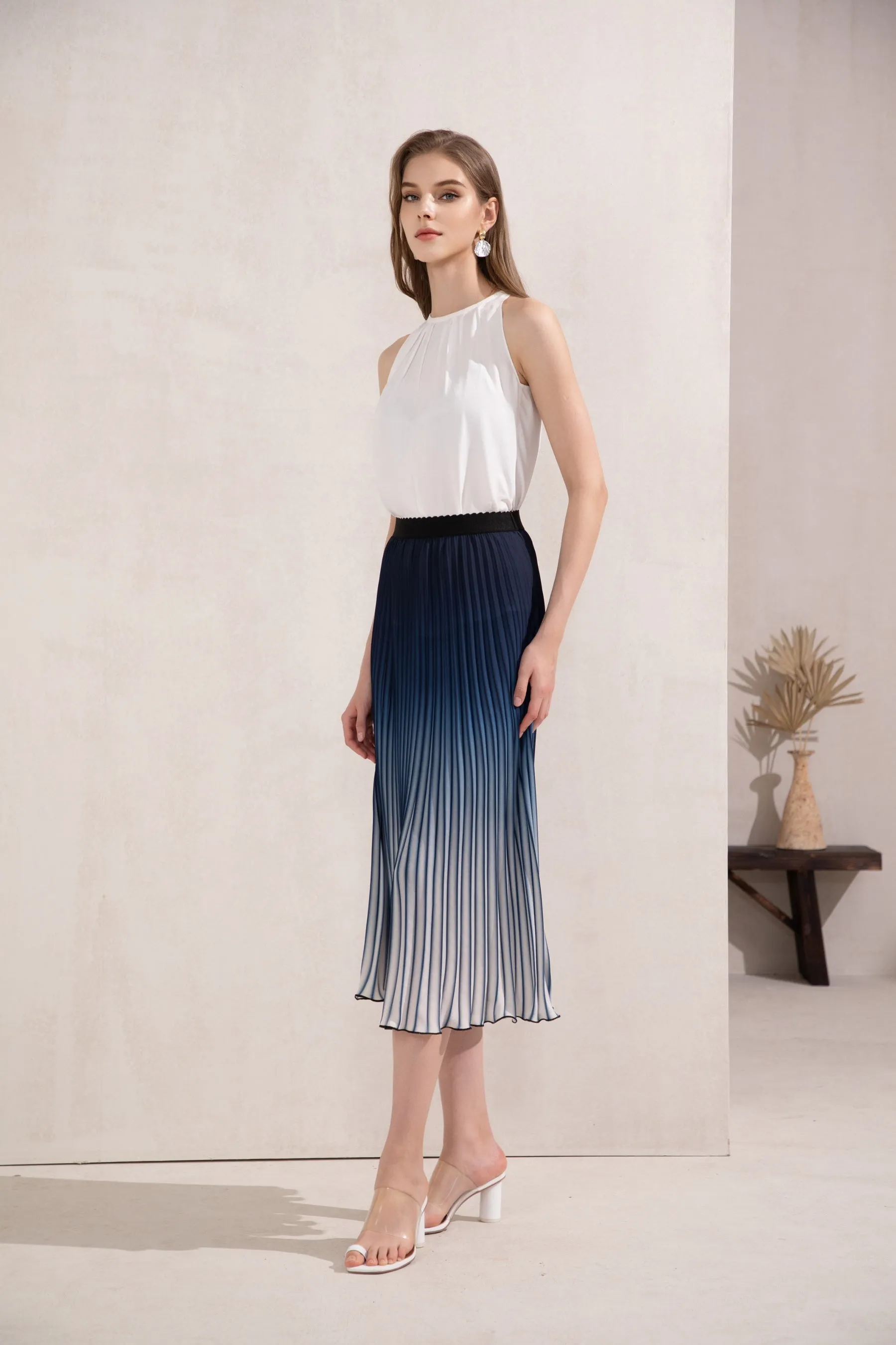 Jaquie Ombre Pleated Skirt - Blue - GDS