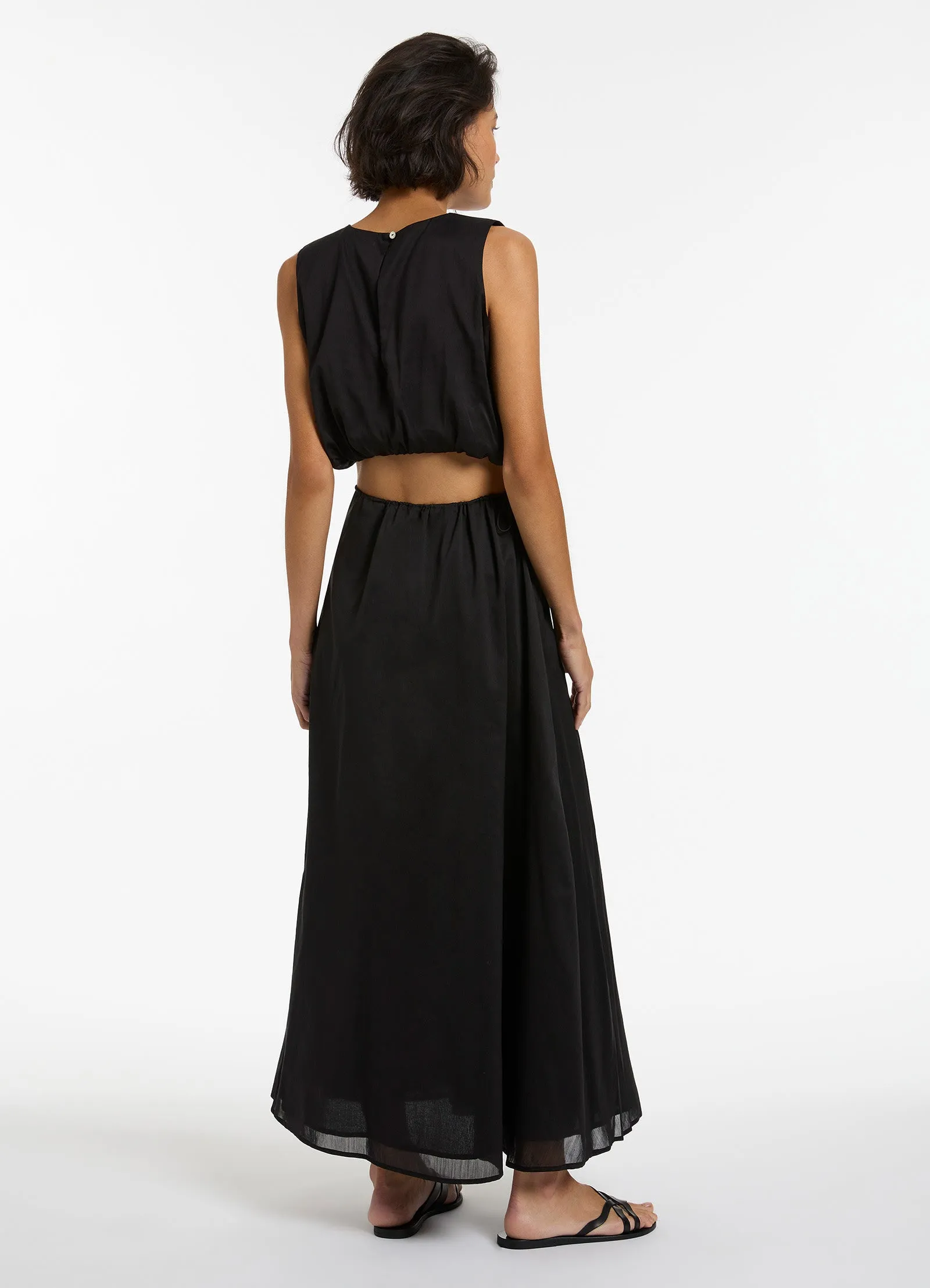 Jetset Gathered Maxi Skirt - Black