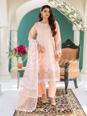 Karma Collection Pink & Peach Cotton Embellished 3-Piece Suit (1291)