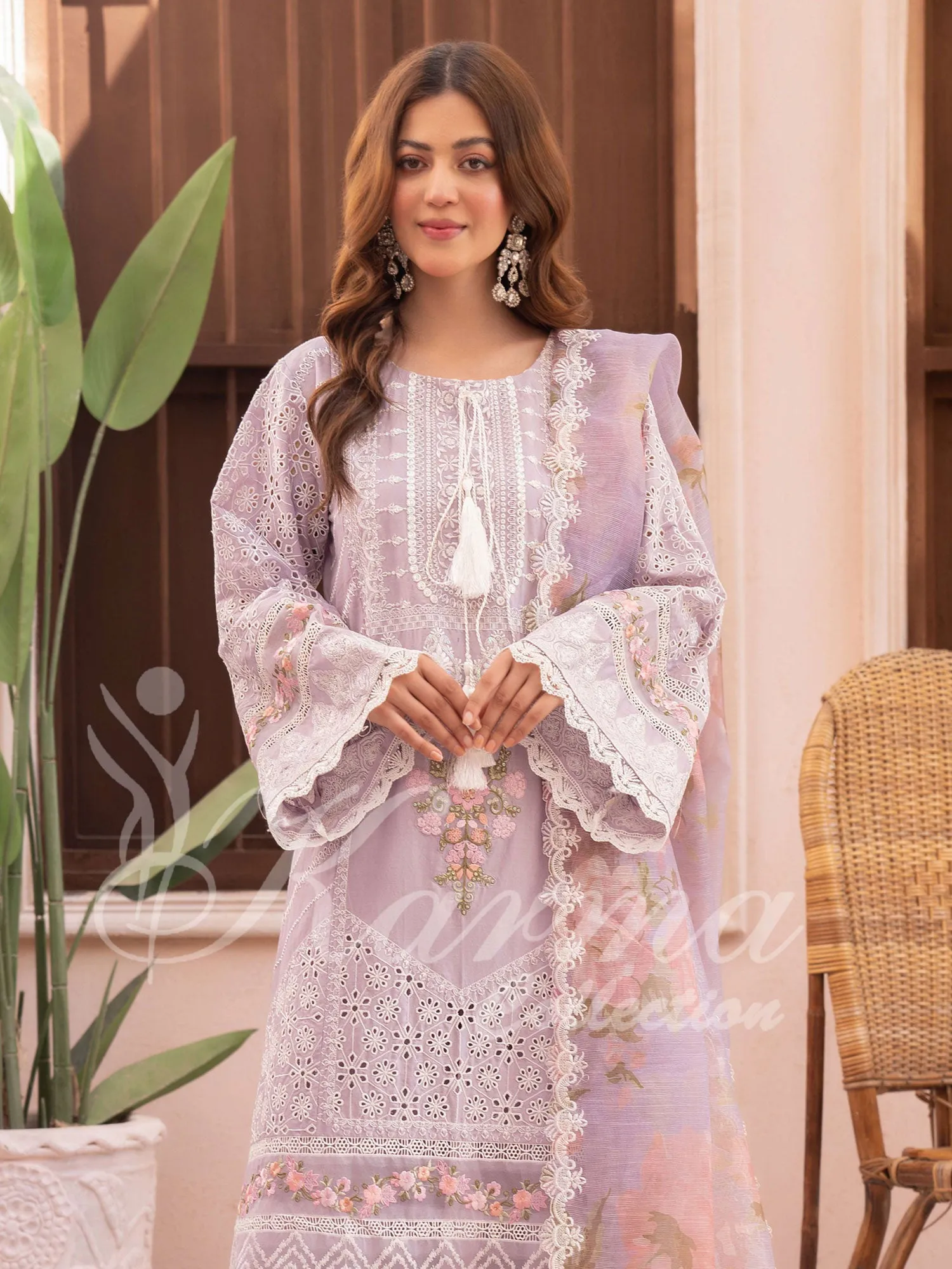 Karma Collection "Naqsh" Lavender Cotton Embroidered Suit (KC1353)