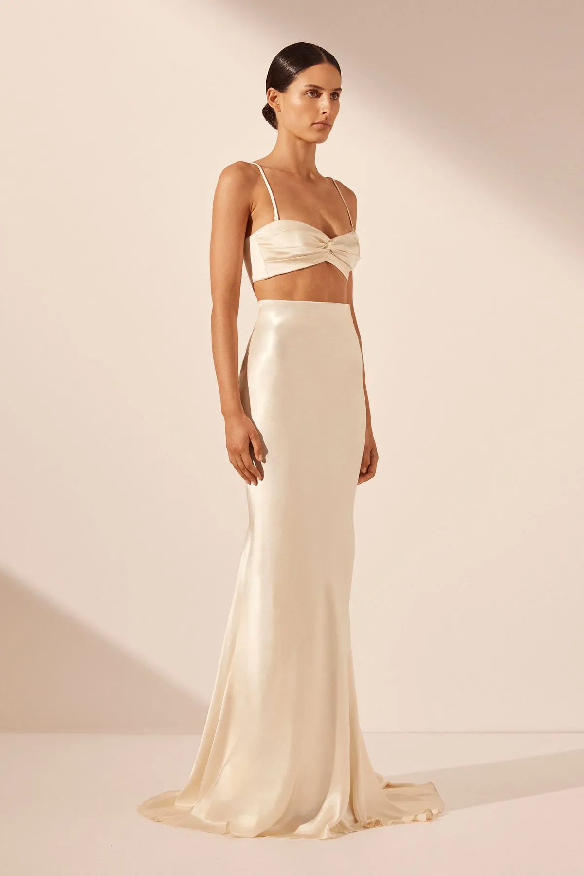 LA LUNE HIGH WAIST MAXI SKIRT - CREAM