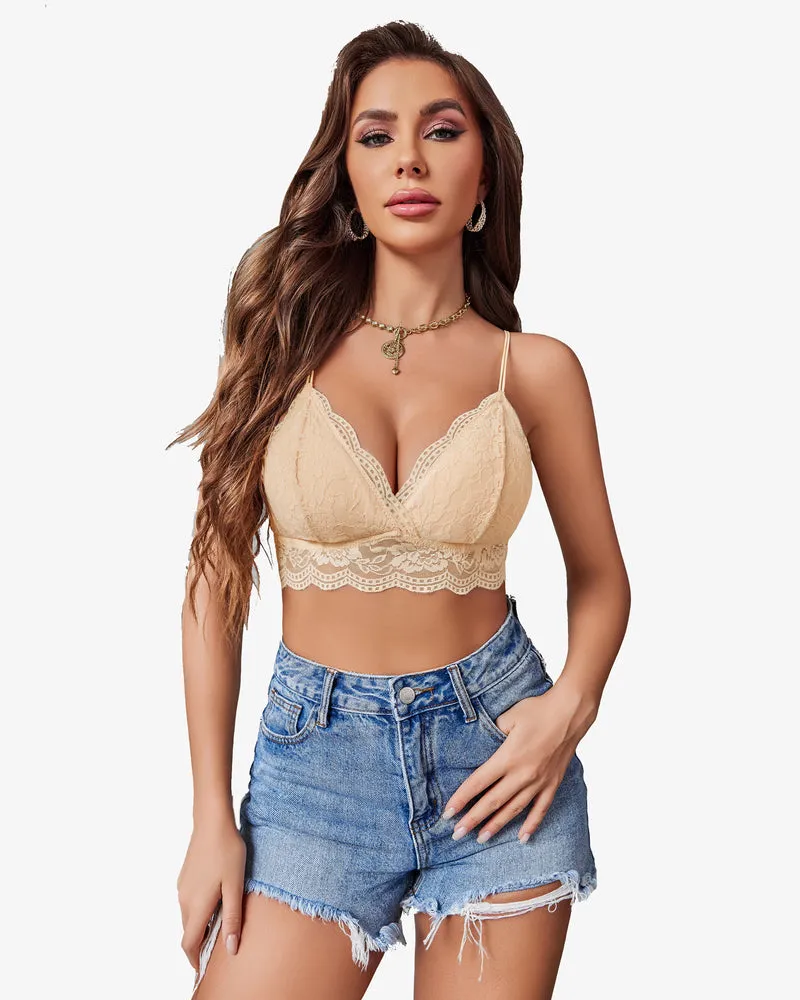 Lace Bralette V Neck Tank Top