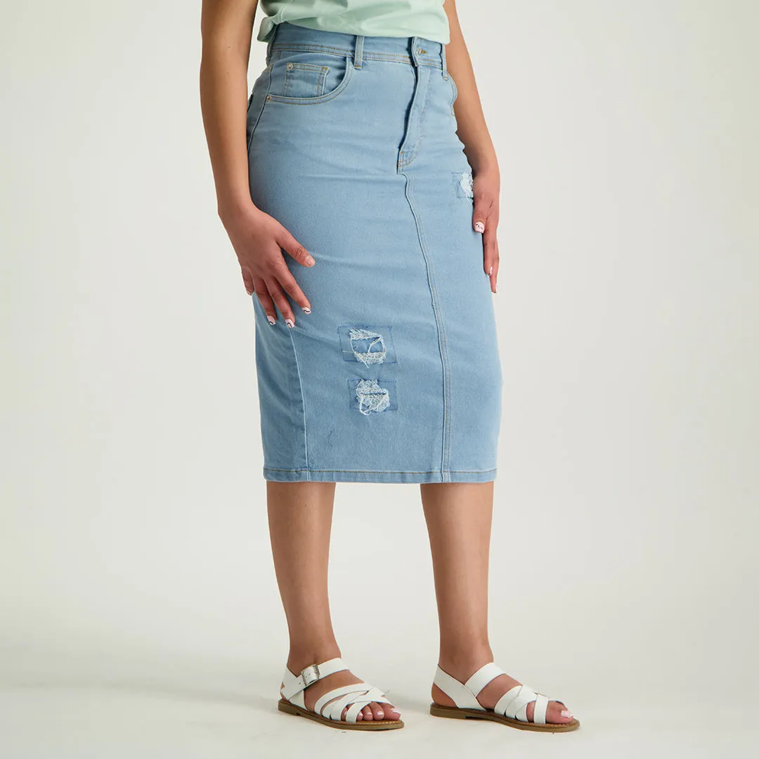 Ladies Stretch Denim Skirt