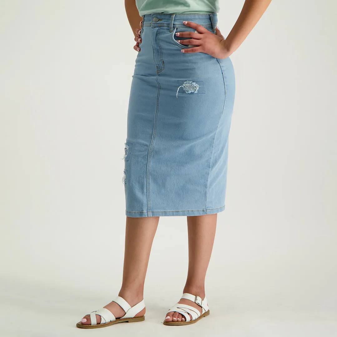 Ladies Stretch Denim Skirt