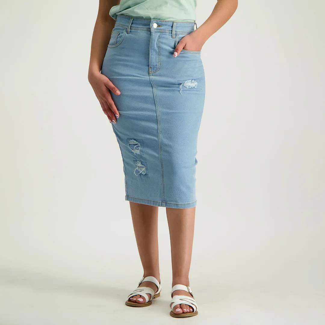 Ladies Stretch Denim Skirt