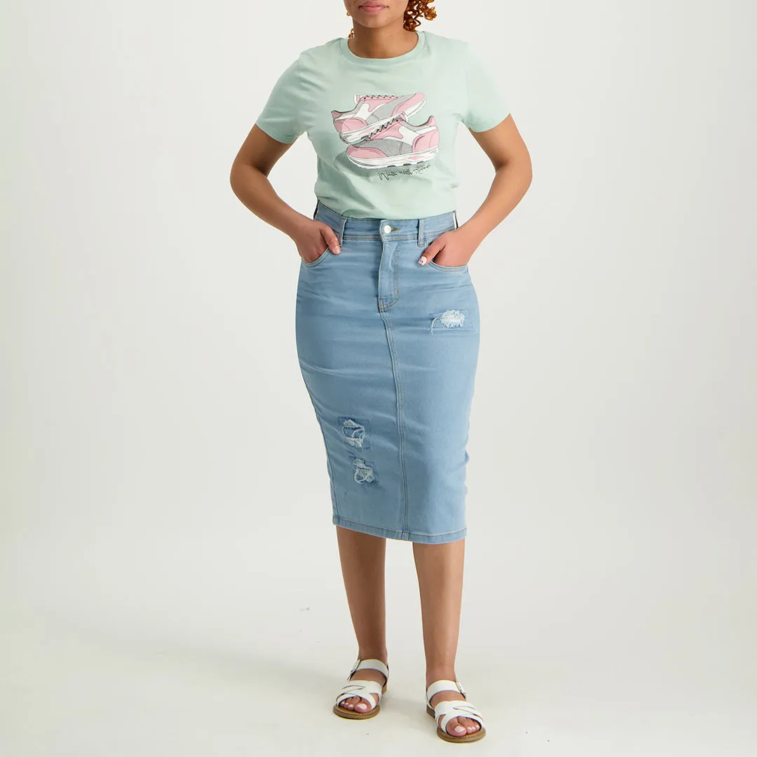 Ladies Stretch Denim Skirt