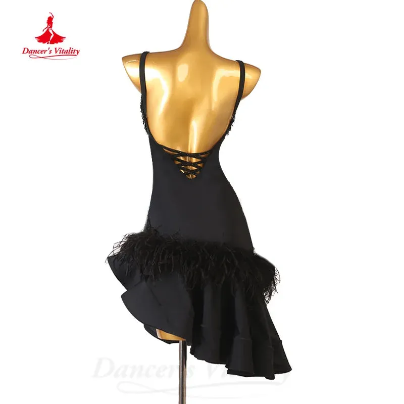 Latin Dance Competition Dresses Customized Sexy Wrapped Hip Fishtail Skirt Samba Chacha Tango Professional Performance Clothing