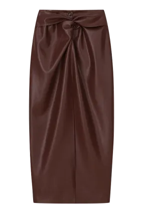 Leane Knotted OKOBOR™ Alt-leather Front Sarong Style Skirt