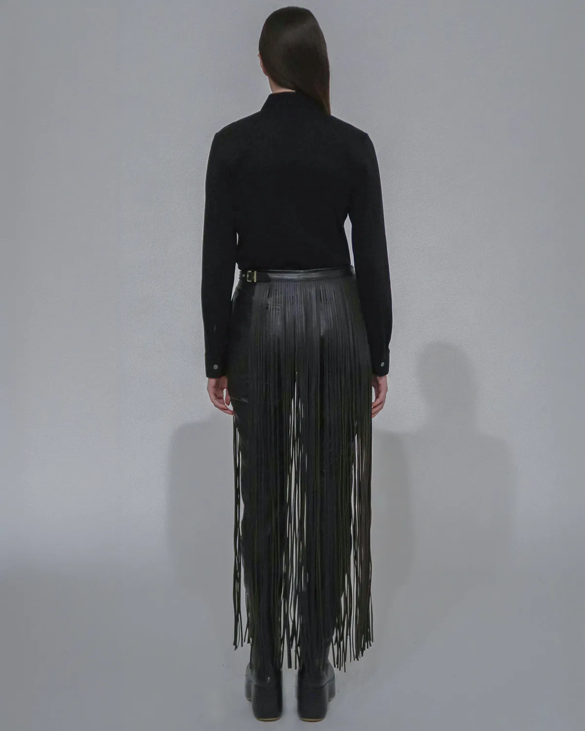 LEATHER FRINGE SKIRT