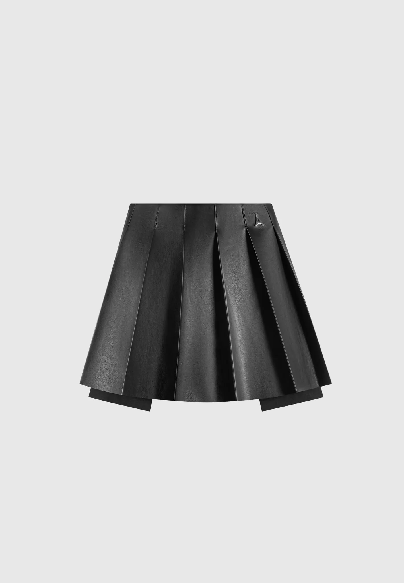 Leather Pleated Skort - Black