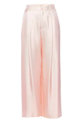 Light Pink Silk Twill Pleated Pant