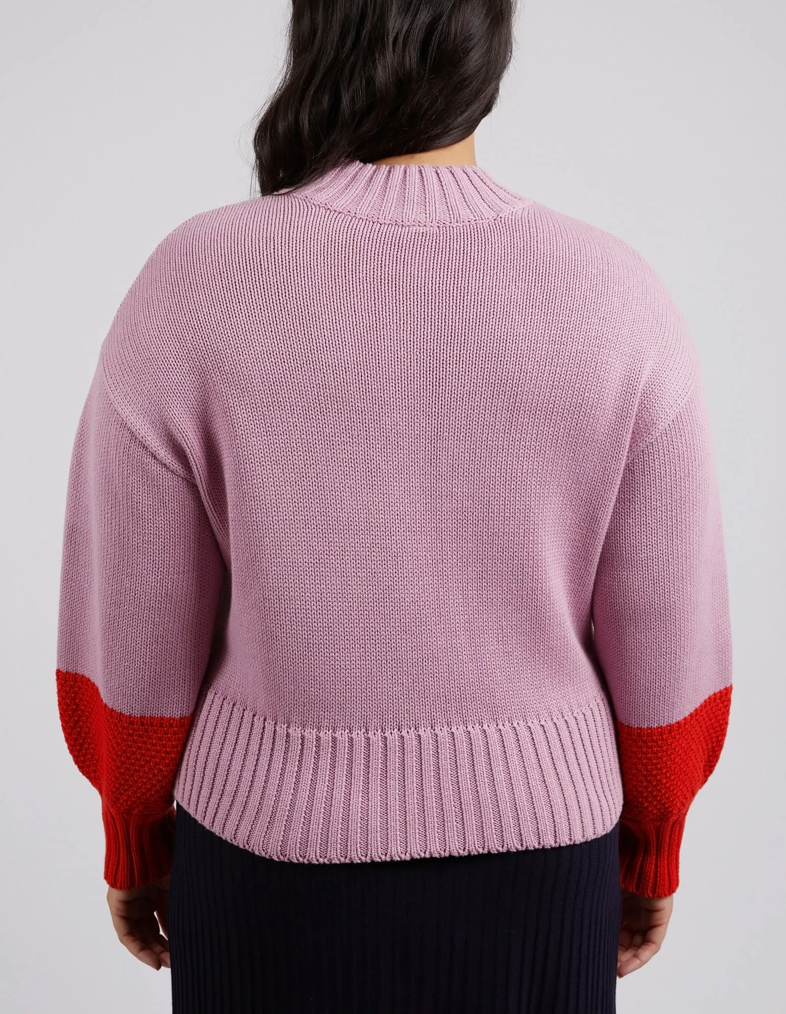 Louie Mock Neck Knit Peony Pink & Tangello