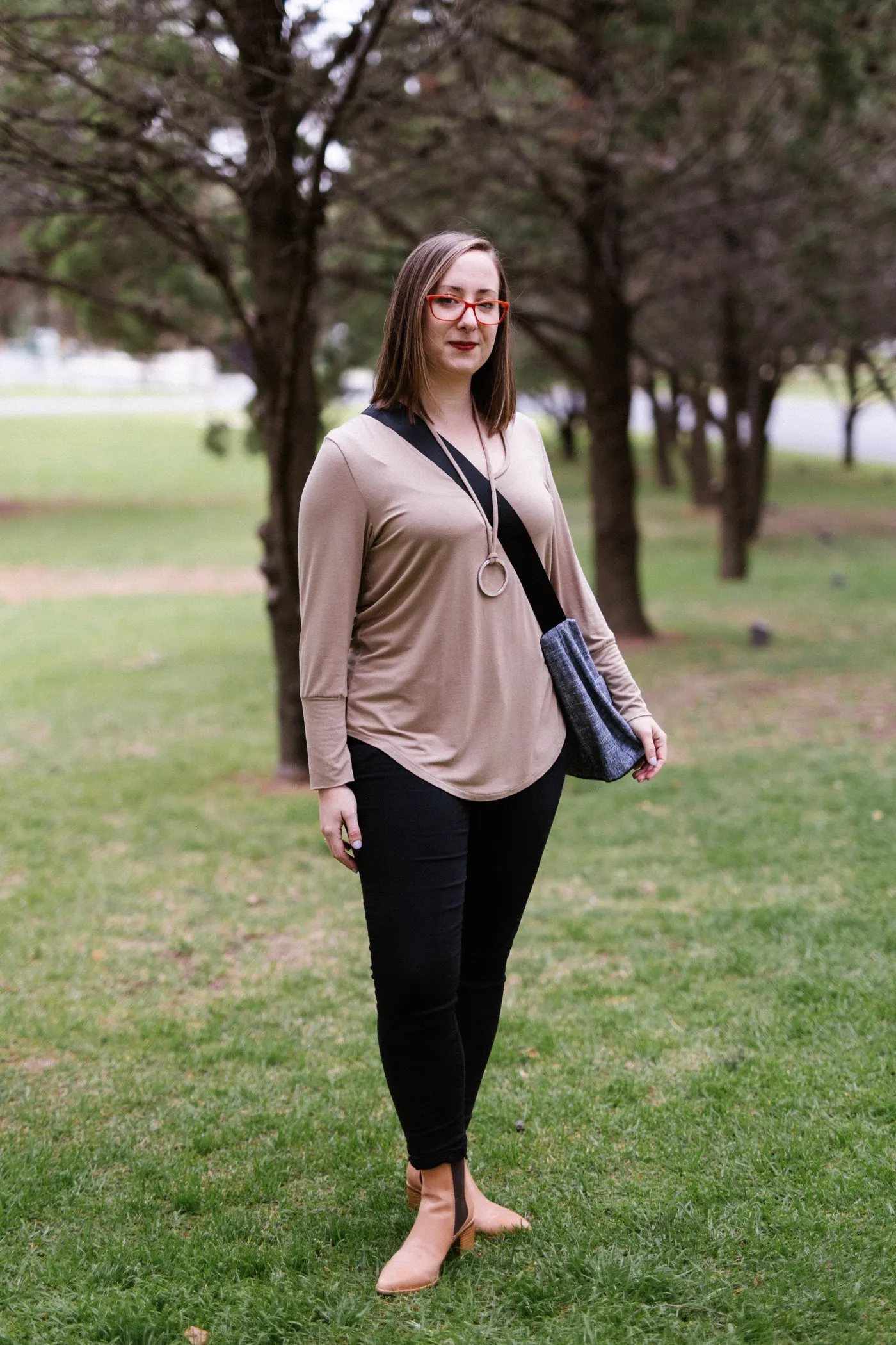 LUCIA Shaped Top in Chestnut with Long Sleeve