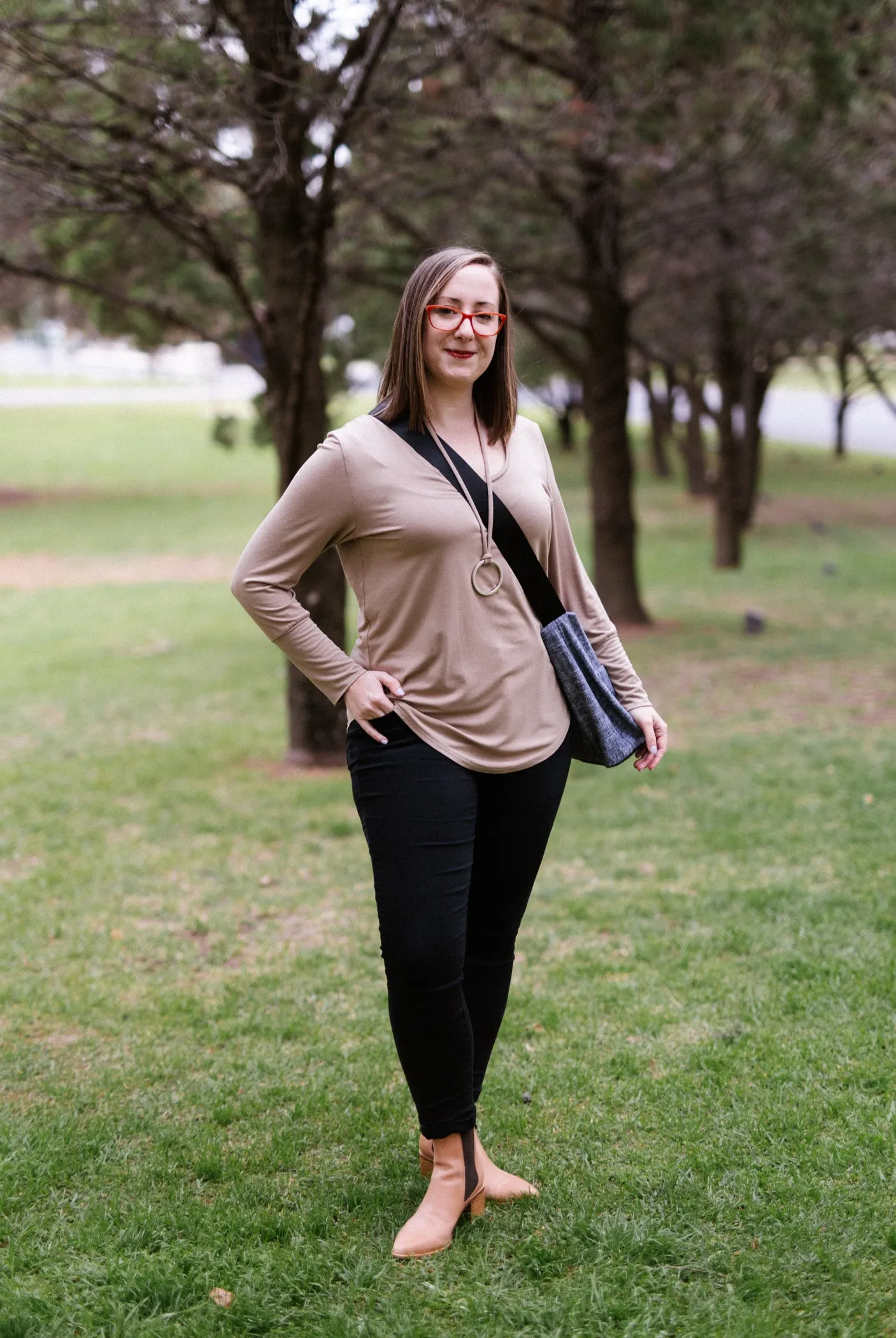 LUCIA Shaped Top in Chestnut with Long Sleeve