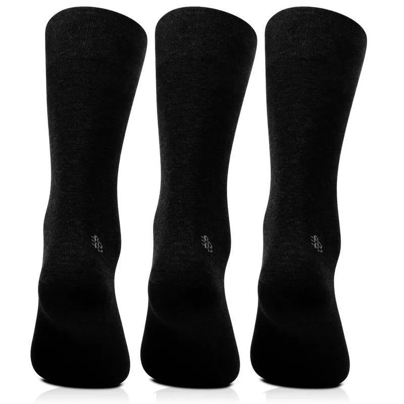 Men's Cotton Odour Free Black Plain Full Length Socks- Pack of 3