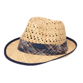 Men's Open Weave Crown Rush Straw Fedora