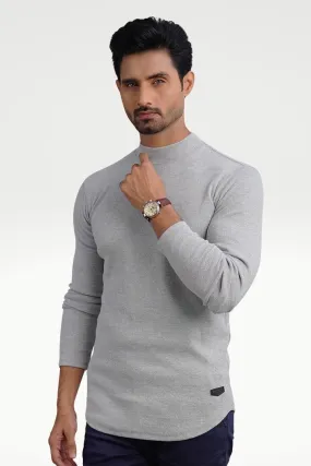 Misty Silver Mock Neck Sweatshirt