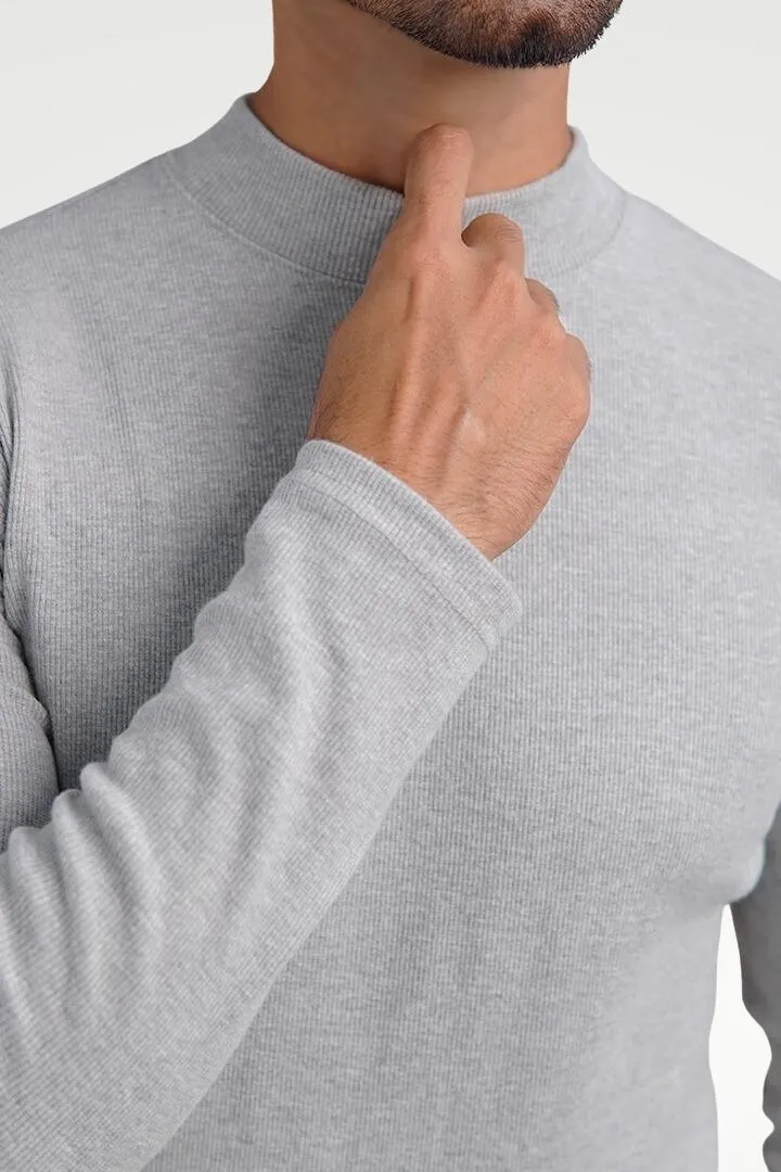 Misty Silver, High-Quality Mock Neck Sweatshirt for All Occasions