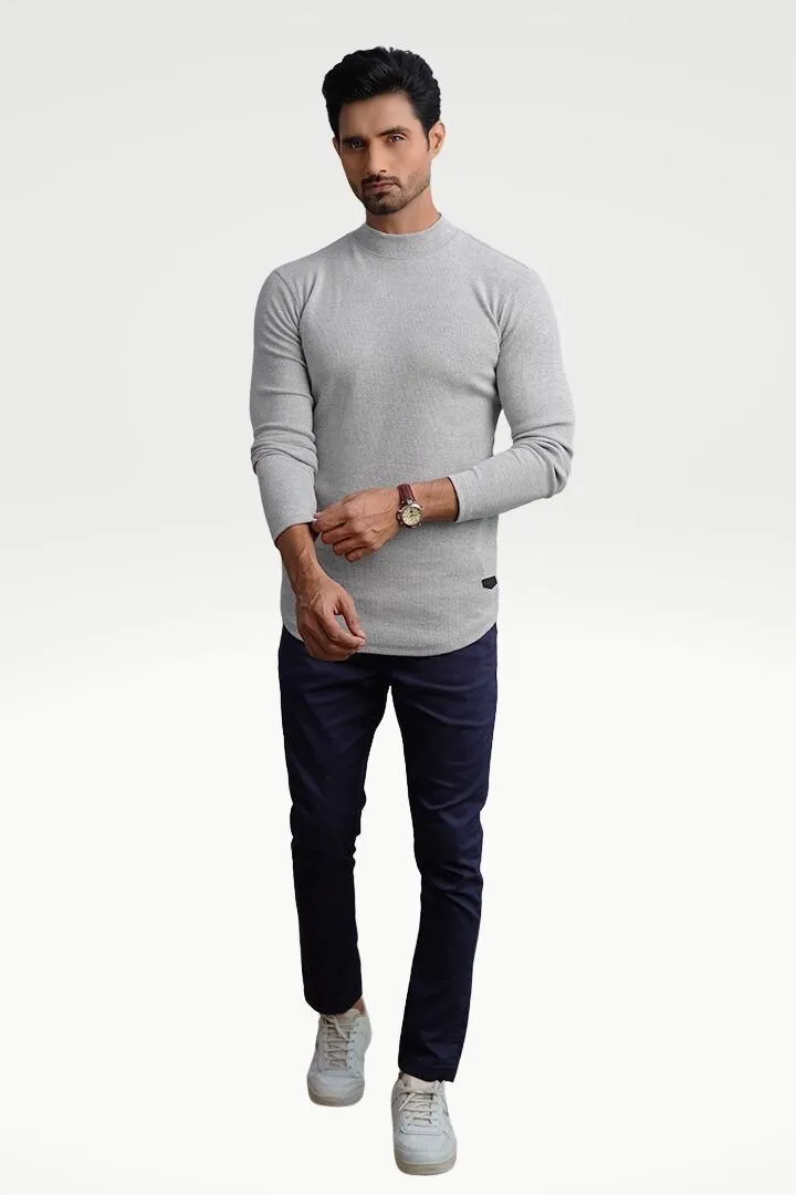 Misty Silver, High-Quality Mock Neck Sweatshirt for All Occasions