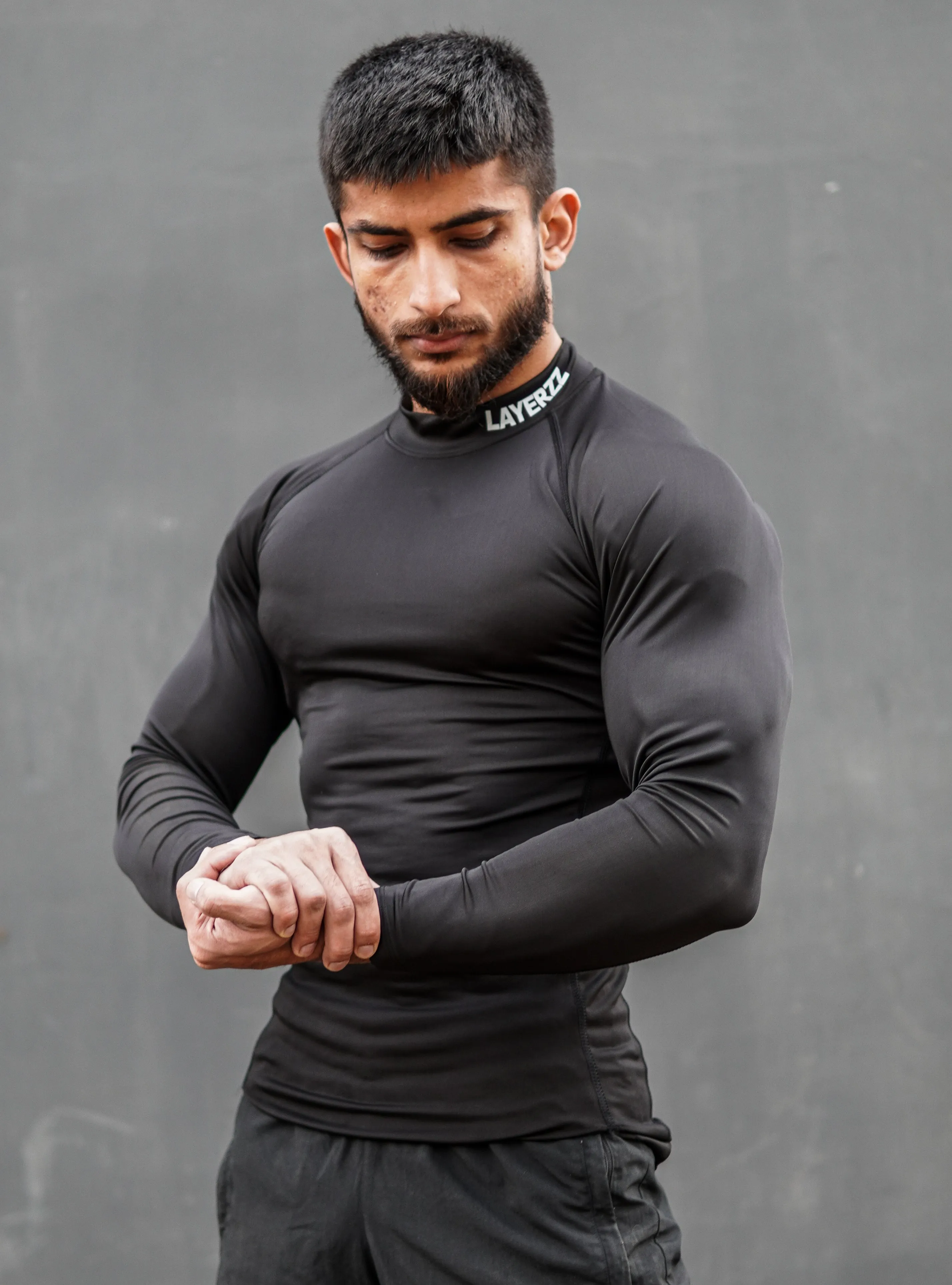 Mock neck compression Full sleeve - black