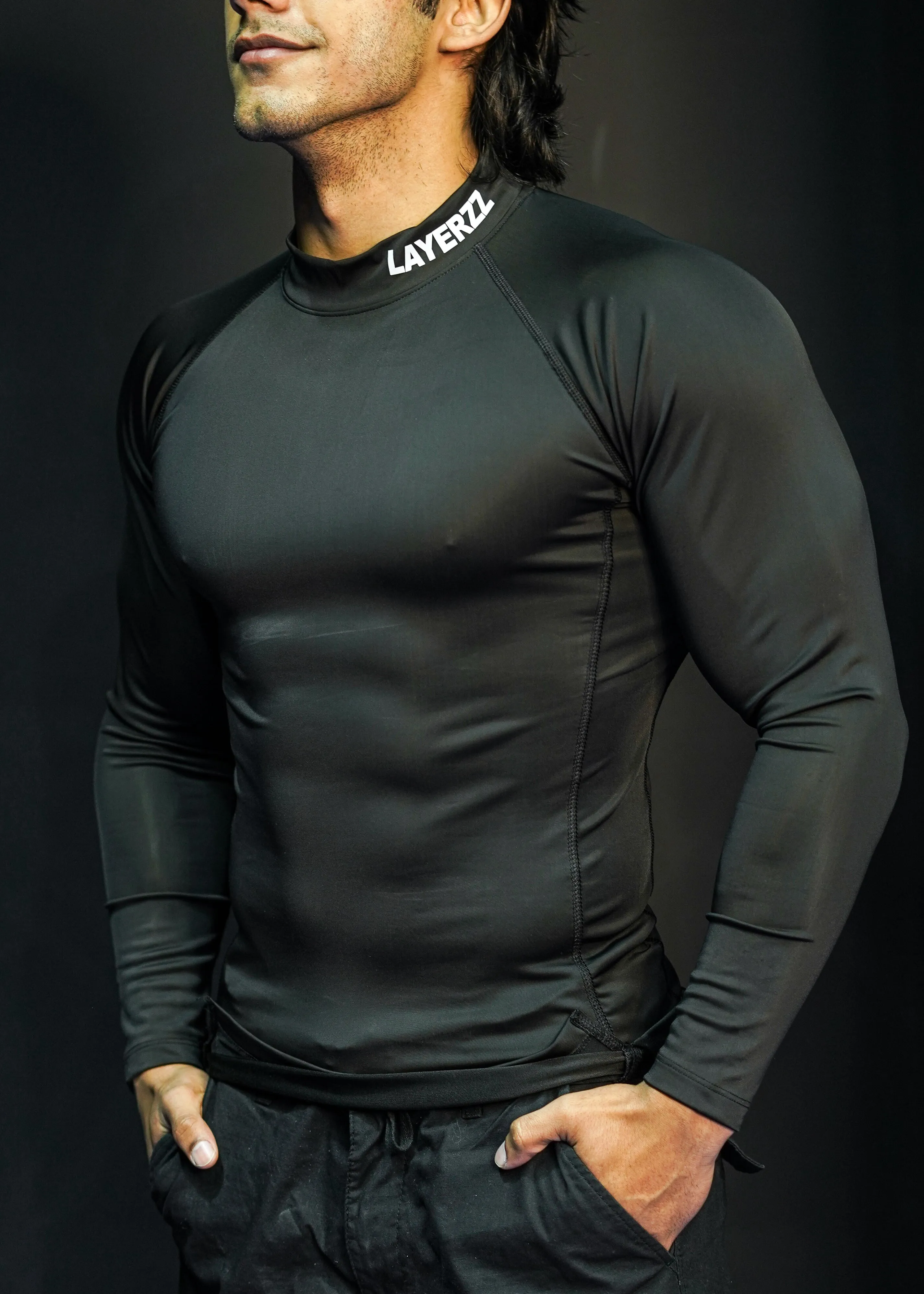 Mock neck compression Full sleeve - black