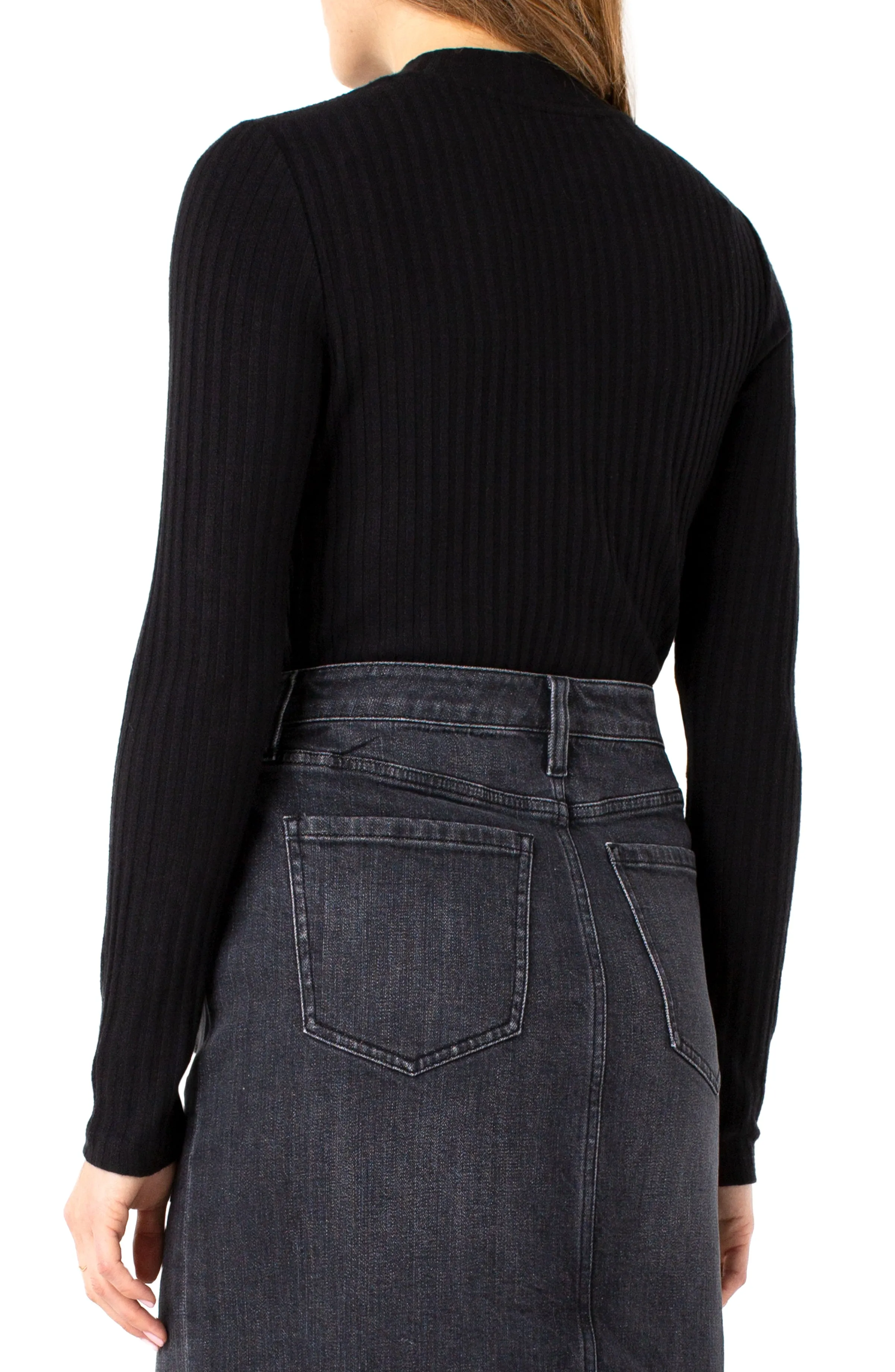 MOCK NECK LONG SLEEVE KNIT TOP