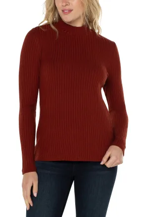 MOCK NECK LONG SLEEVE KNIT TOP