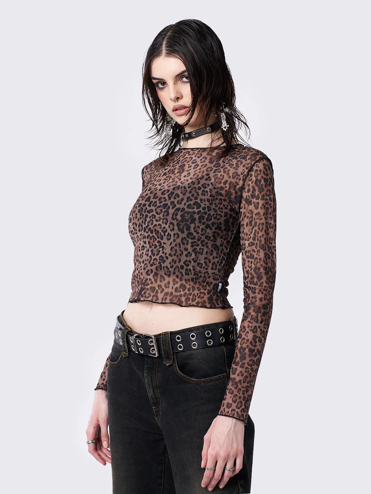 Nala Leopard Print Mesh Top