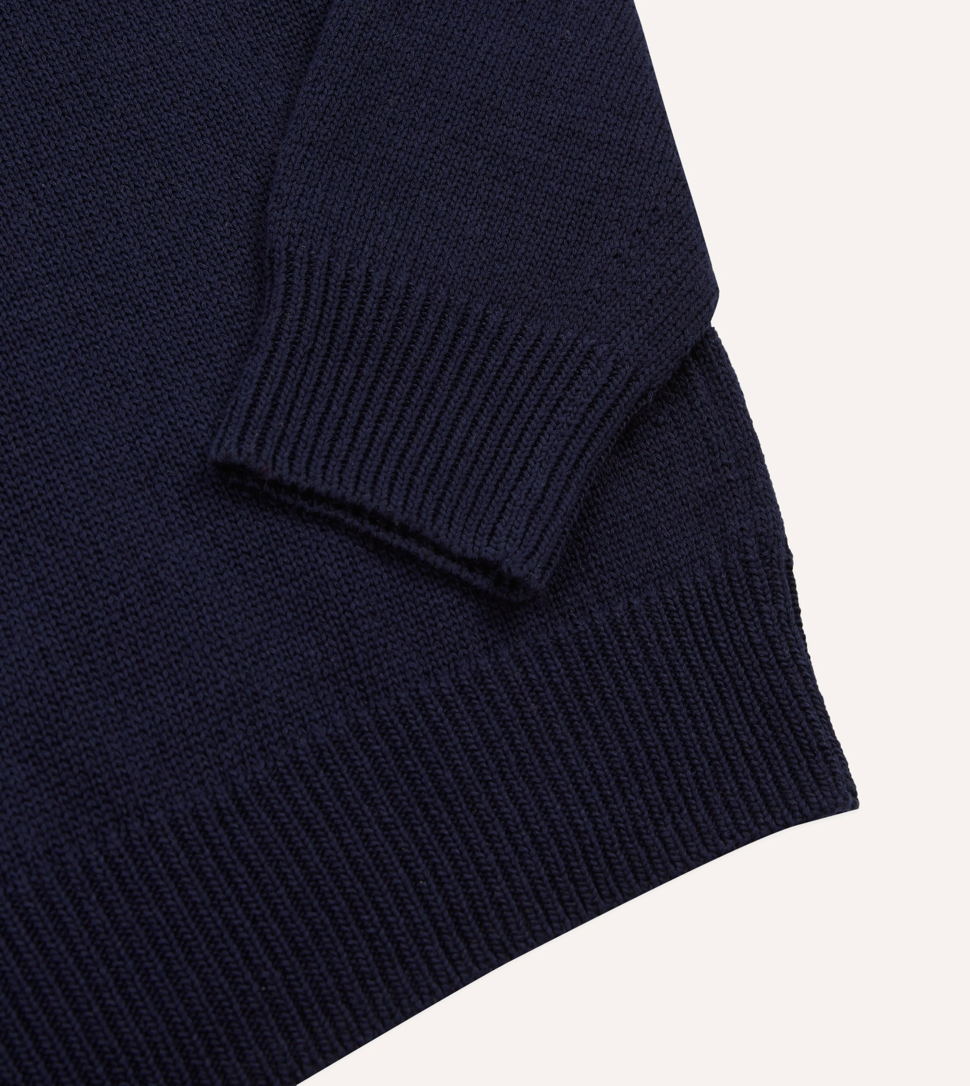 Navy Cotton Mock Neck Jumper