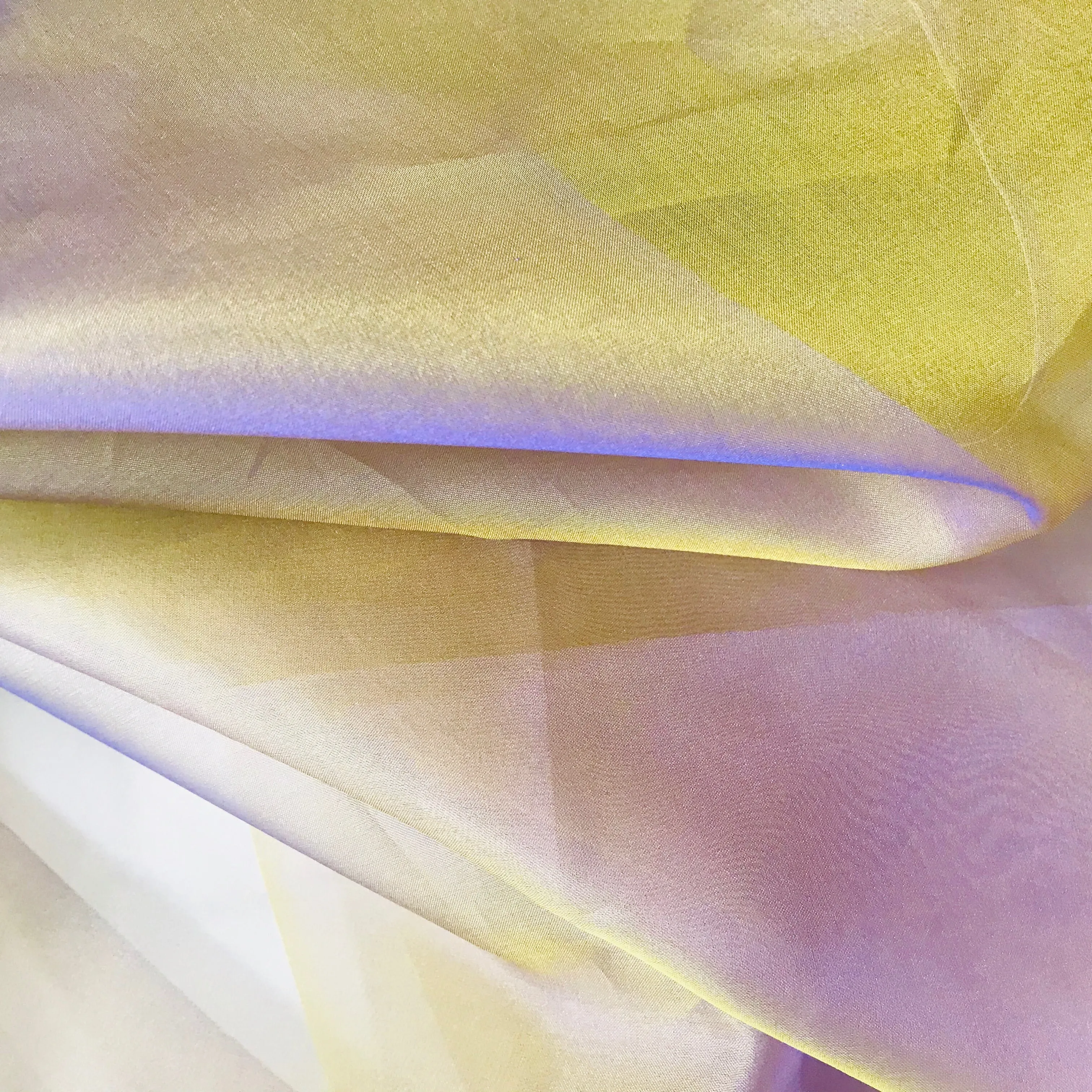 NEW Princess Charmayanne 100% Silk Organza Jewel Purple & Yellow Iridescence