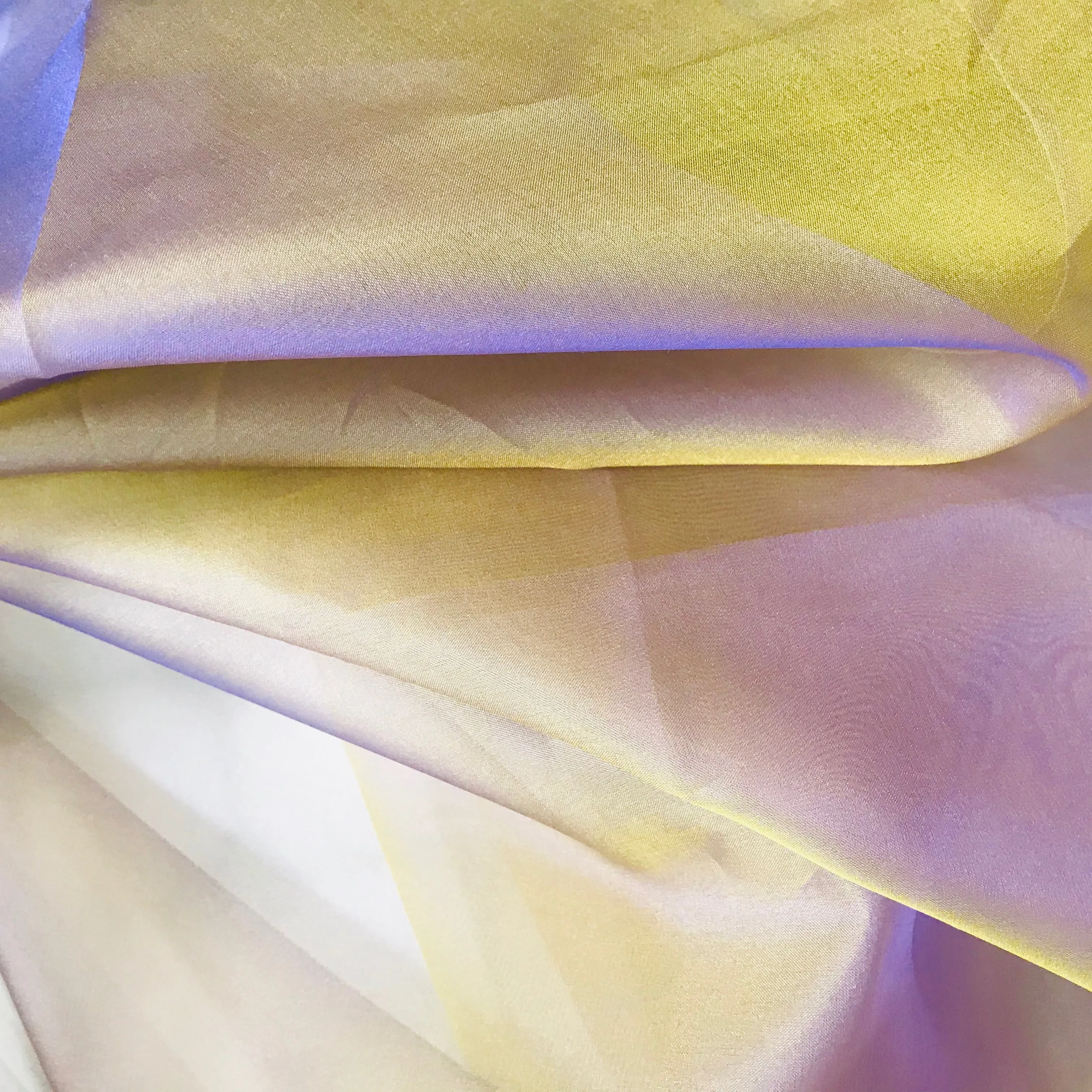 NEW Princess Charmayanne 100% Silk Organza Jewel Purple & Yellow Iridescence