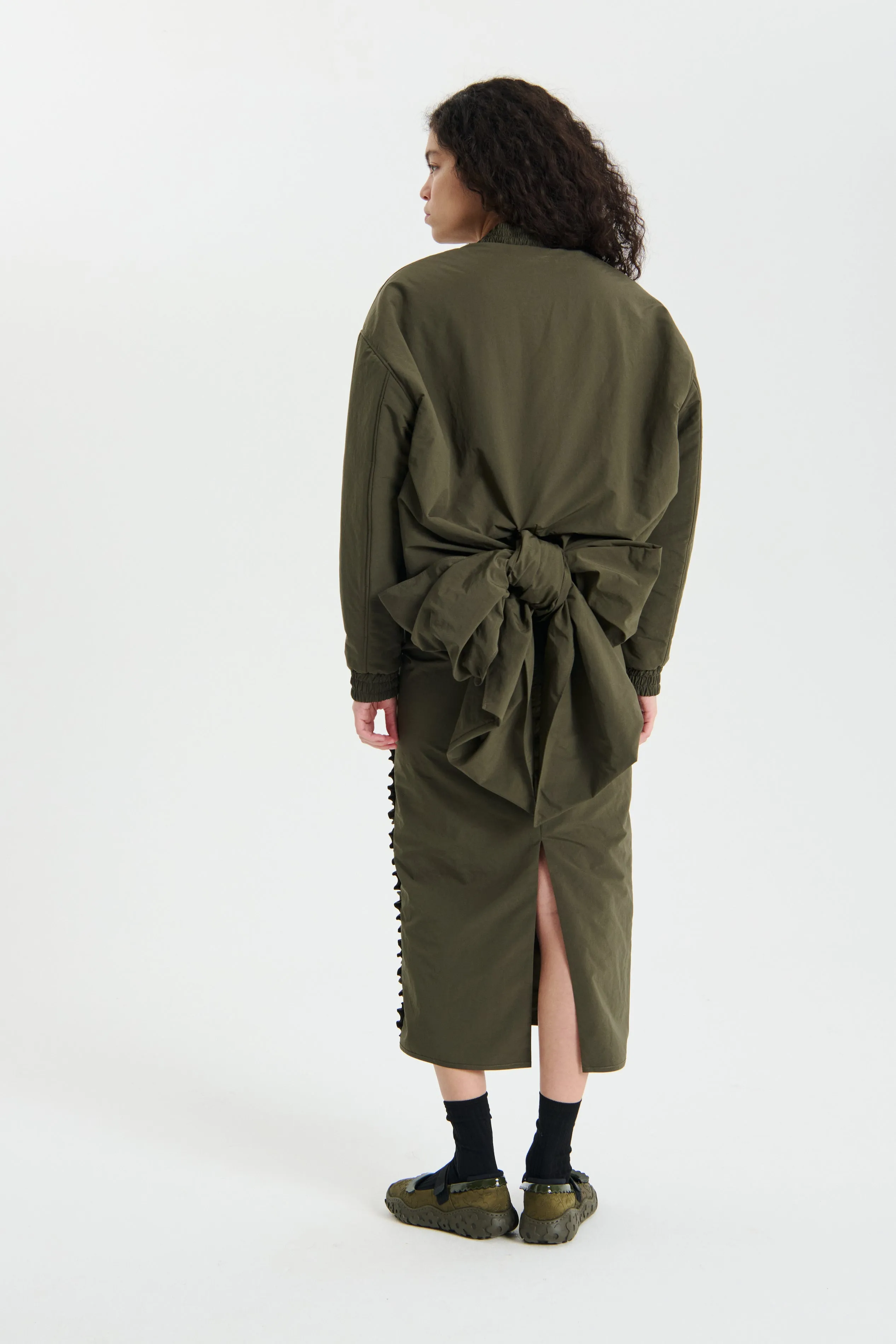 OCEAN | SKIRT RECYCLED TAFFETA GREY OLIVE