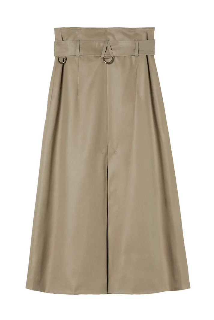 Olive Beige Button Detail A-Line Skirt