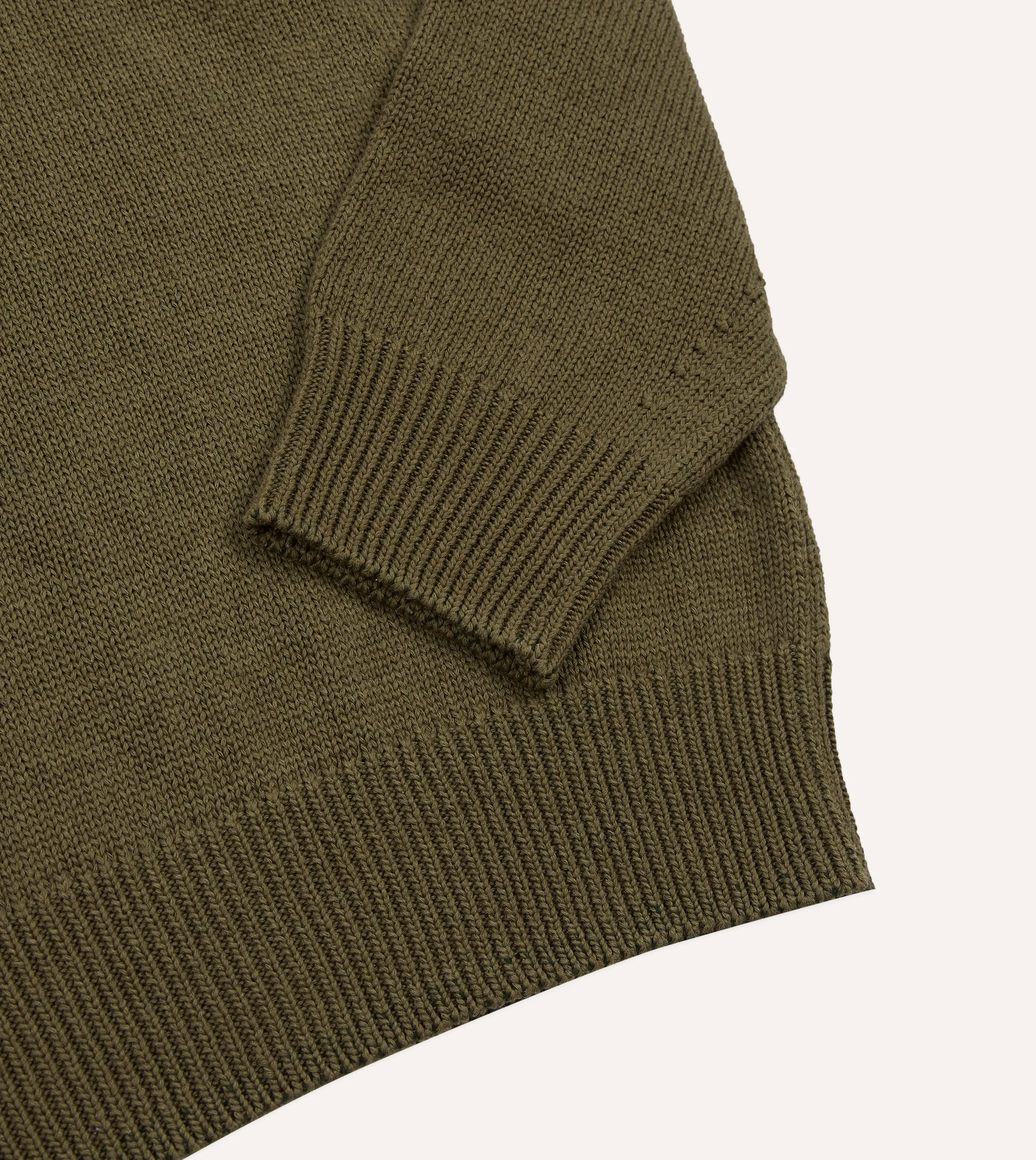 Olive Cotton Mock Neck Jumper