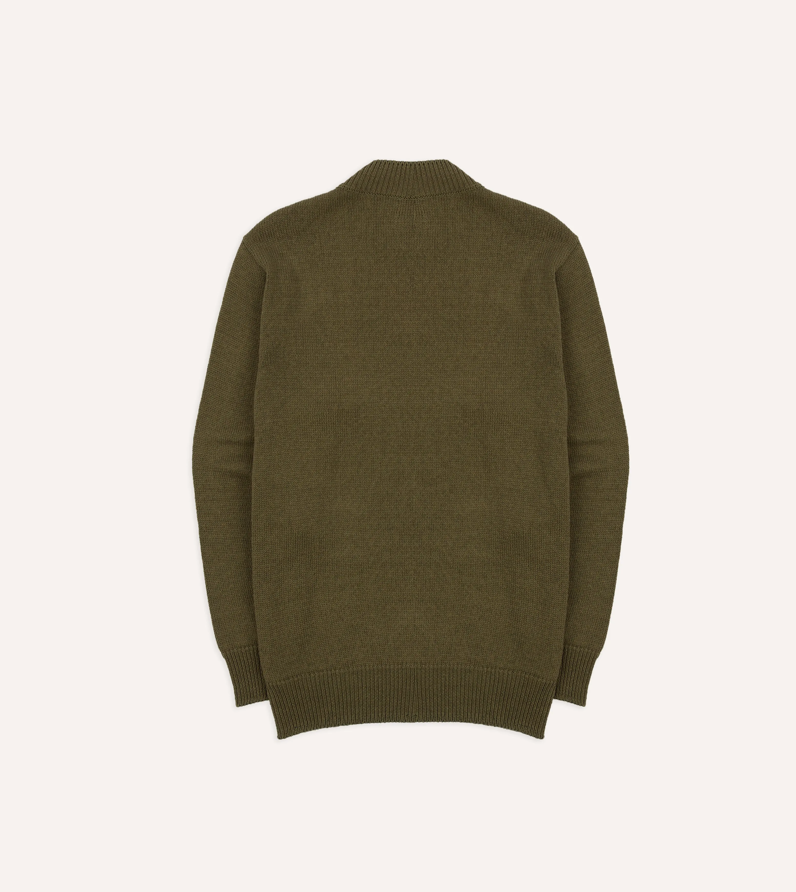 Olive Cotton Mock Neck Jumper