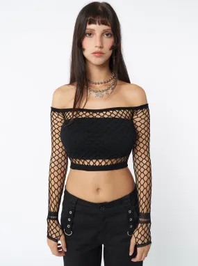 Onyx Fishnet Mesh Crop Top