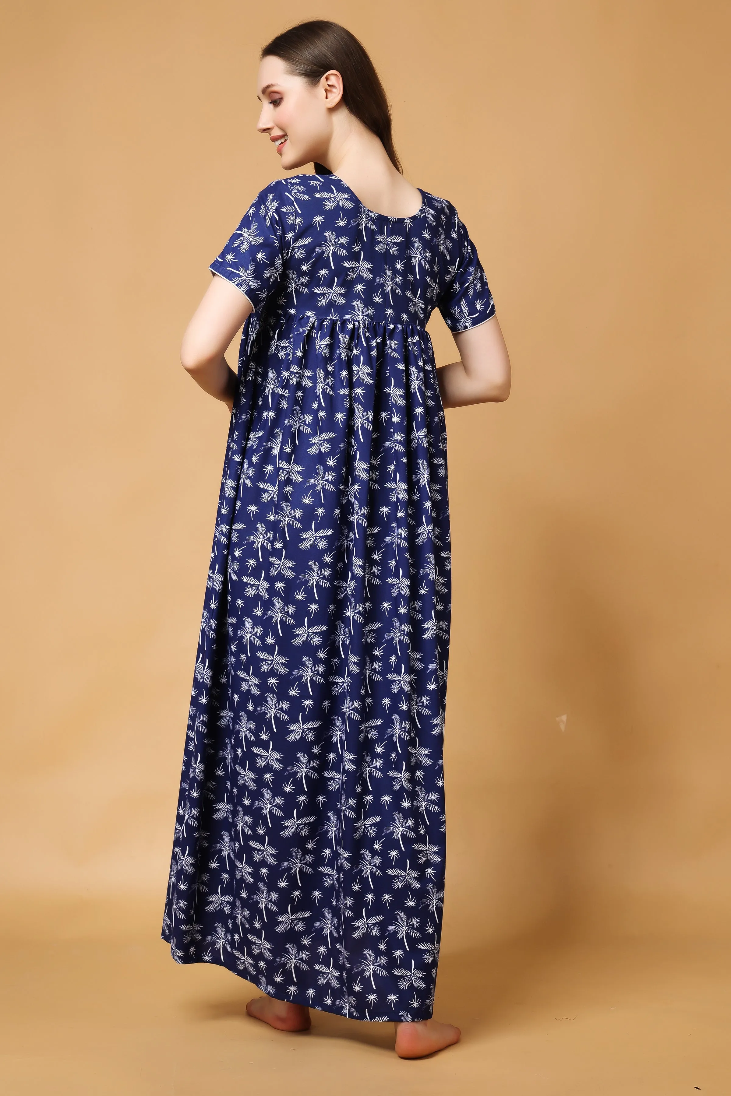 Palmy Indigo Cotton Night Gown