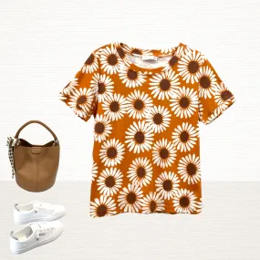 Patch Women Clothes Casual Floral Printed Short Sleeve T-Shirt