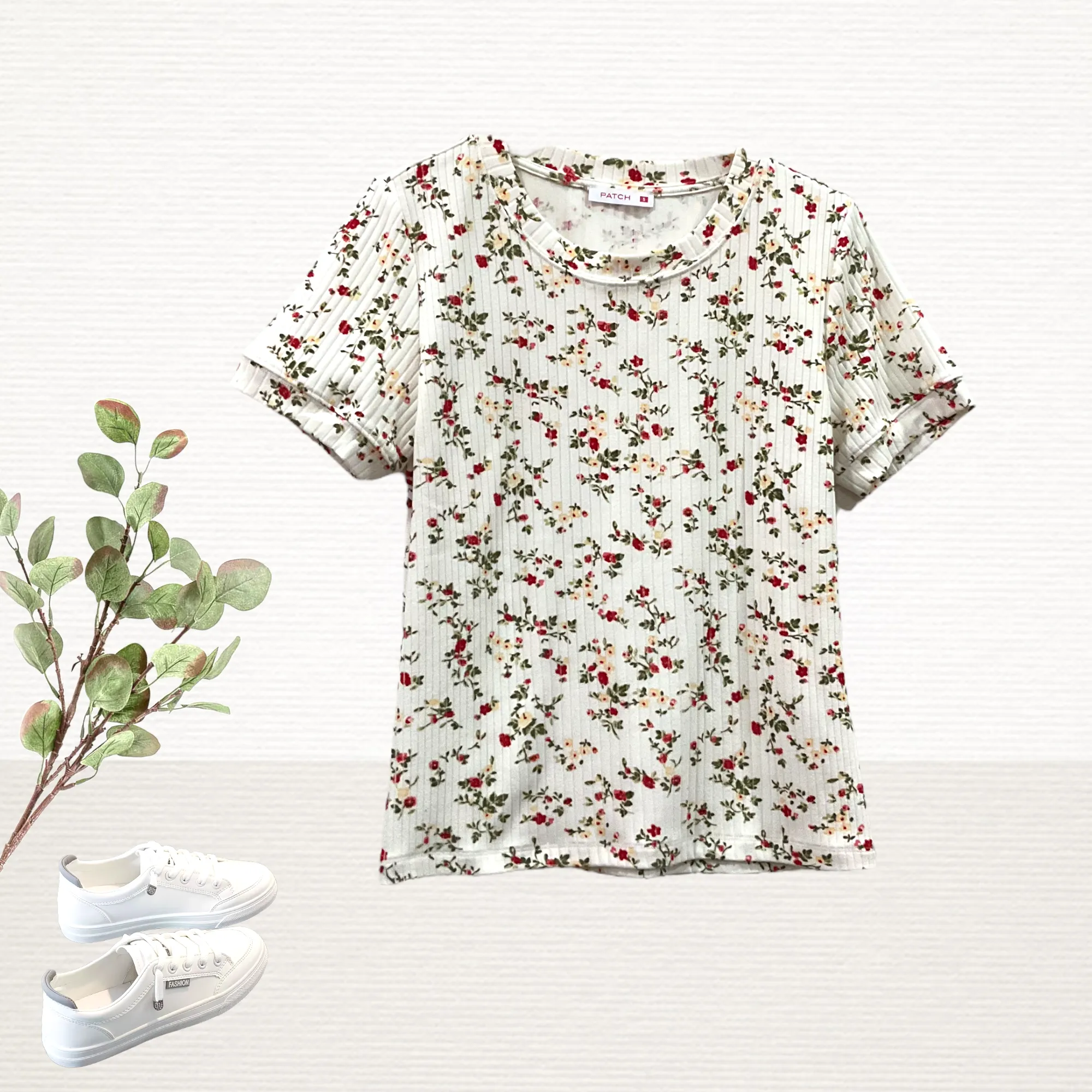 Patch Women Clothes Casual Floral Printed Short Sleeve T-Shirt