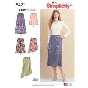 Pattern 8421 Misses' Skirts in Three lengths with Hem Variations