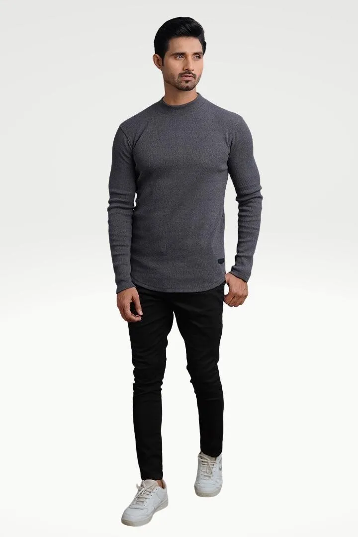 Pebble Gray Mock Neck Sweatshirt