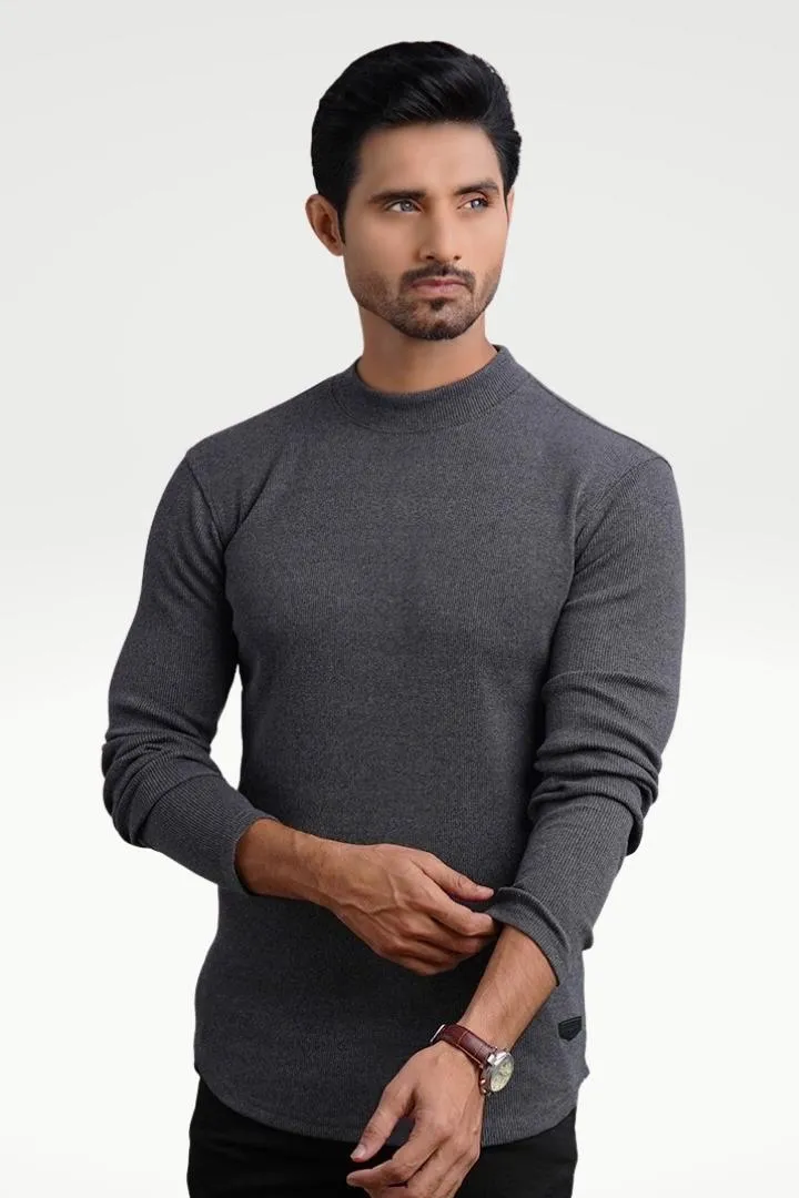 Pebble Gray Mock Neck Sweatshirt