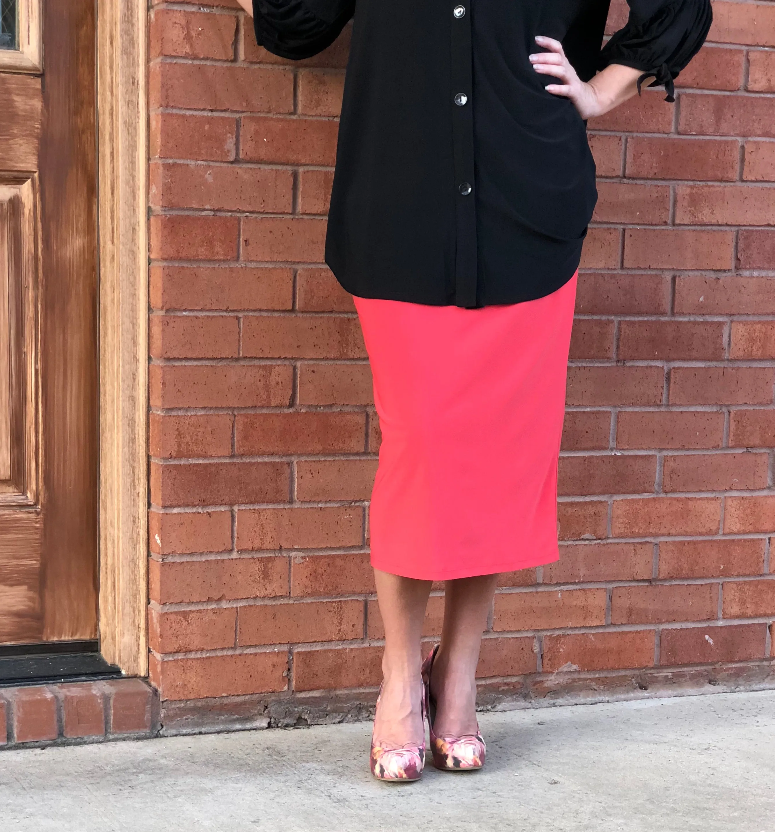 Pencil Skirt Coral Pink