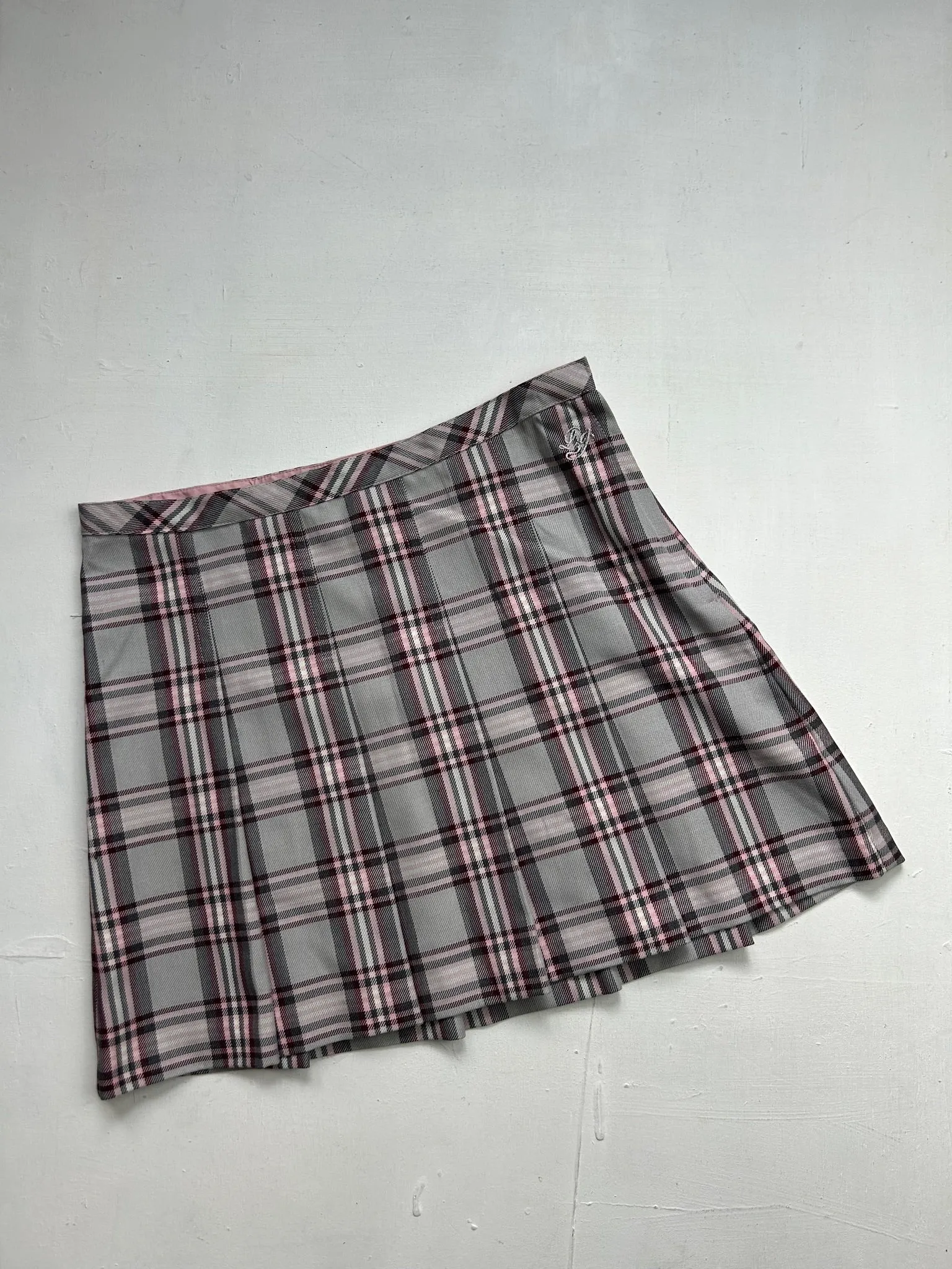 Pink & grey striped low rise y2k 90s vintage mini skirt (XXS/XS)